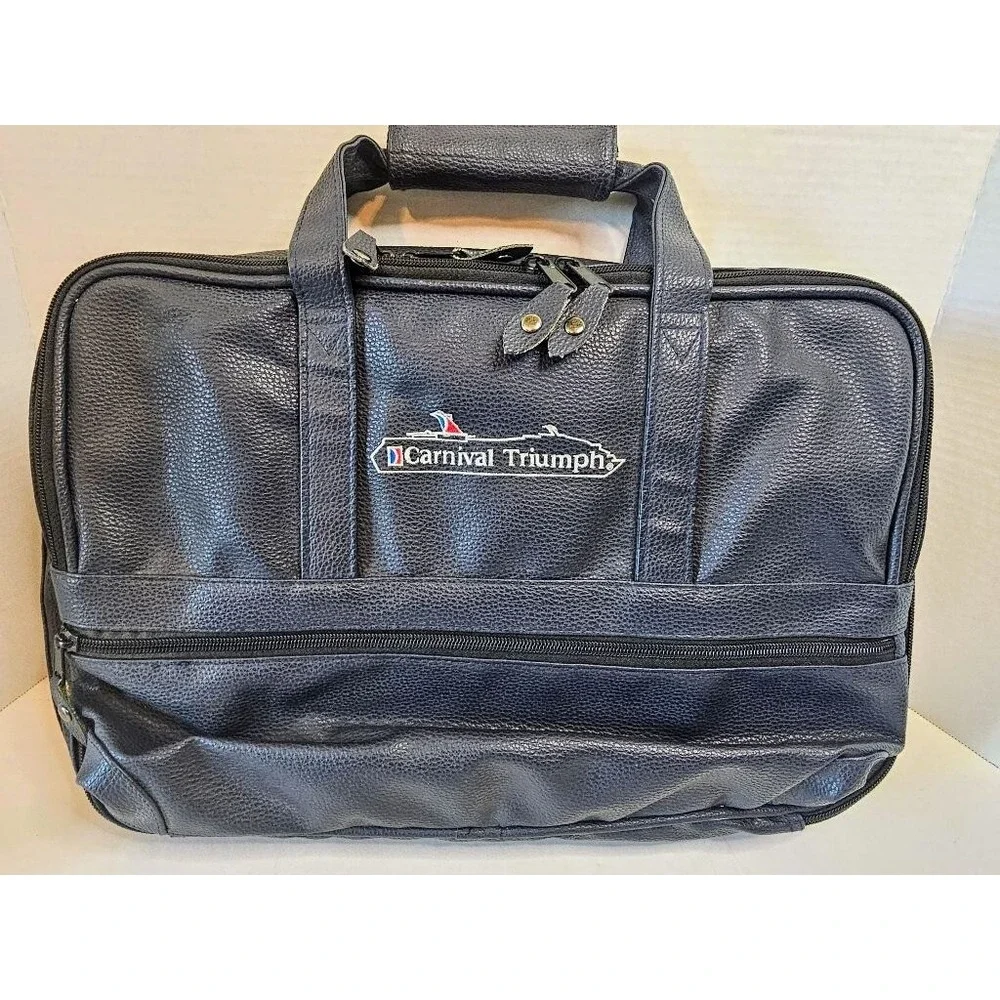 Vintage‎ Carnival Cruise TRIUMPH Inaugural Season 2000 Navy Faux Lthr Laptop Bag